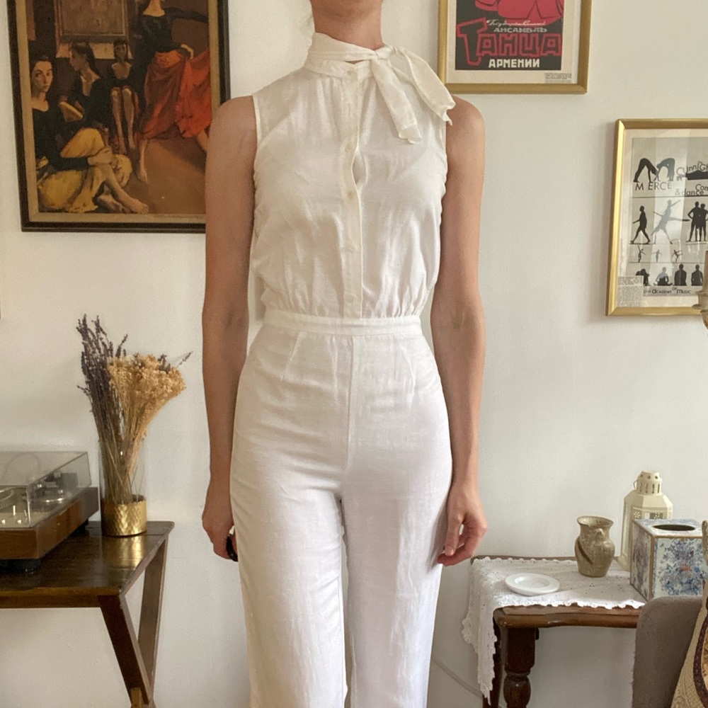 White Linen Staud Jumpsuit 🕊